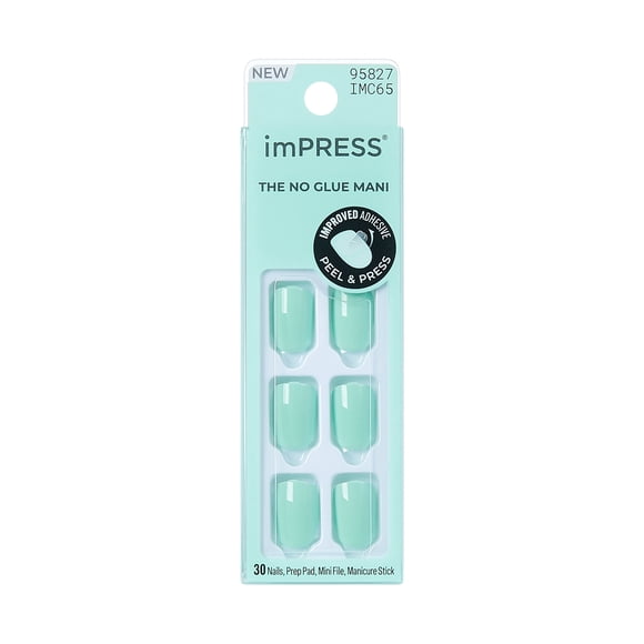 KISS imPRESS Ongles de Couleur - Plus Près, Vert, Squoval, Courts