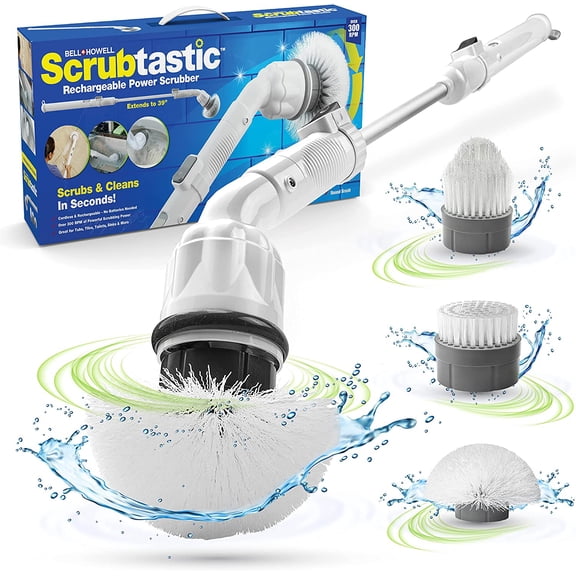 Scrubtastic Brosse Électrique Rechargeable, Brosse et Nettoyant pour Surfaces Polyvalent