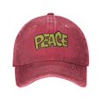 thumbnail image 1 of ZICANCN Peace Text Adjustable Baseball Cap Women , Hats for Men Adult Washed Cotton Denim Baseball Caps Fashion Red, 1 of 6
