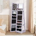 thumbnail image 4 of Costway 360° Rotatable Jewelry Cabinet Armoire 2-in-1 Lockable Mirrored Light Purple, 4 of 9