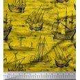 thumbnail image 1 of Soimoi Cotton Duck Fabric Waves & Ship Ocean Print Fabric by The Yard 56 Inch Wide, 1 of 3