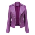 thumbnail image 1 of WEIYLL Fall Jackets for Women 2025 Leather Motorcycle Short Lightweight Pleather Crop Purple Fall Clothes Size M, 1 of 7