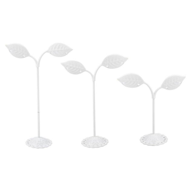 ziyahi 3x Iron T Bar Earring Necklace Jewelry Display Stand Rack White-Leave