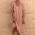 thumbnail image 1 of Liquidation d'Été 2025! Robe pour Femme Grande Taille, Liquidation de Robes d'Été pour Femmes, Combinaison d'Été pour Femme en Coton et Lin à Manches Courtes, Col en V, Manches Courtes, Jupe Longue, 1 of 5