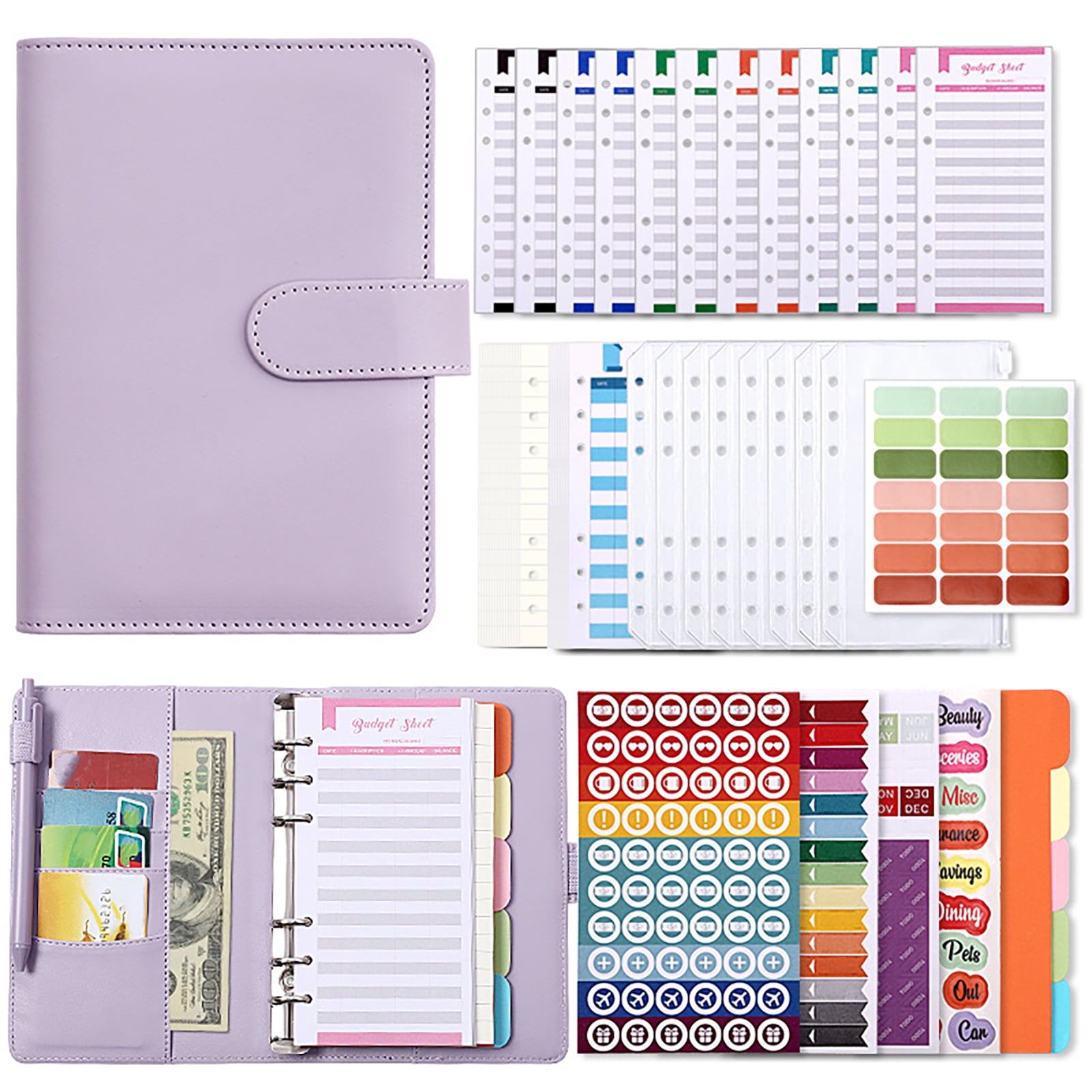 Notebook, Portable 6 Ring Binder Notebook A6  for School