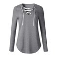 thumbnail image 4 of Women‘s Solid Color Long Sleeve Printed Top Pink M, 4 of 4