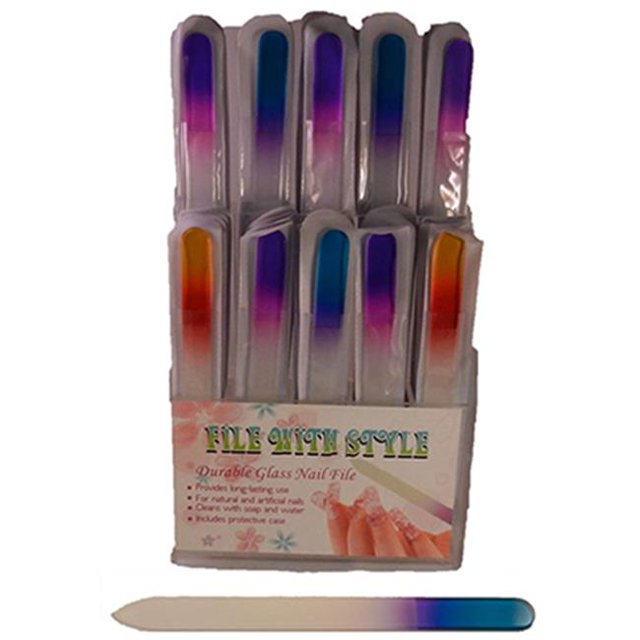 Diamond Visions 01-0289 Lime à Ongles en Verre, 100 % Verre Pur - Assorti - Lot de 60