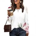 thumbnail image 2 of Économies d'Hiver! HVOBTTY Chandails à Enfiler pour Femmes, T-shirt de Base Imprimé Non Positionné pour Femmes, Mode, Manches Longues, Col Rond, Haut/chemise Blanc, m, 2 of 5