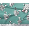 thumbnail image 3 of Soimoi Rayon Crepe Fabric Bird & Mushroom Block Printed Fabric 1 Yard 46 Inch Wide, 3 of 3
