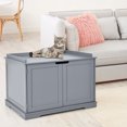 thumbnail image 3 of Costway Cat Litter Box  Wooden Enclosure Pet House Washroom Storage Bench Grey, 3 of 9