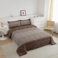thumbnail image 3 of Erosebridal Brown Stripes Geometric Bedding Sets with Comforter, Chic Abstract Comforter Sets, Chic Dots Down Comforter, Breathable Room Decoration, 2pcs, 3 of 8