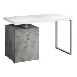 Monarch Specialties Bureau d'ordinateur, Bureau à la maison, Ordinateur portable, Gauche, Installation droite, Tiroirs de rangement, 48"l, Travail, Métal, Stratifié, Gris, Blanc, Contemporain, Moderne