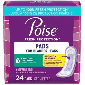 Poise Incontinence Pads for Women, 3 Drop, Light Absorbency