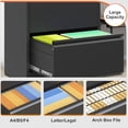 thumbnail image 4 of 4 Drawer Lateral File Cabinet with Lock, Metal Filing Cabinet for Home Office, Metal Filing Storage Vertical Cabinets, Printer Stand, Fits A4/Letter/Legal Size File Folders(Black), 4 of 9