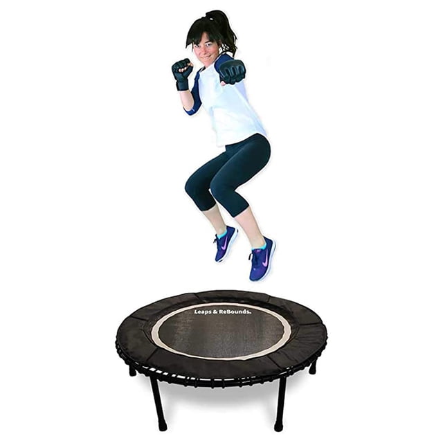 LEAPS & REBOUNDS 48" Mini Fitness Trampoline & Rebounder for Adults, Gray