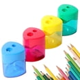 thumbnail image 1 of Dvkptbk Colored Pencil Sharpener, Double Holes Small Manual Pencil Sharpener with Lid for Kids, Classroom, Office, Home (Random Color), 1 of 9