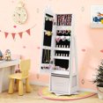 thumbnail image 1 of Costway Kids Jewelry Cabinet with Full-Length Mirror Foldable Drawer Anti-toppling System White, 1 of 10