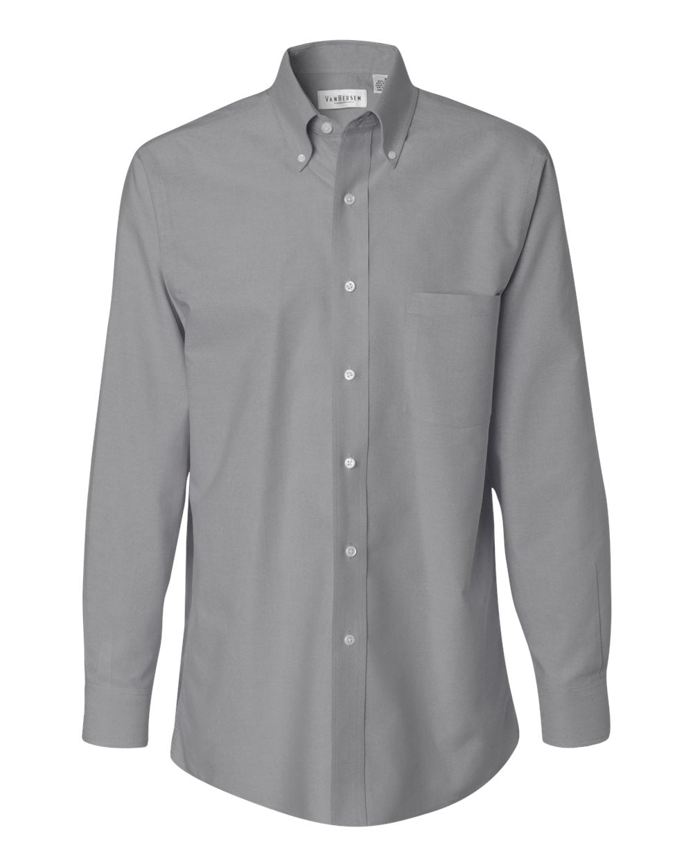 Van Heusen Mens Long Sleeve Oxford Shirt, L, Dark Grey