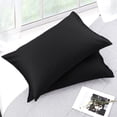 thumbnail image 2 of PiccoCasa Pure Cotton Pillowcases 2 Pcs Soft with Zipper Black Standard, 2 of 7