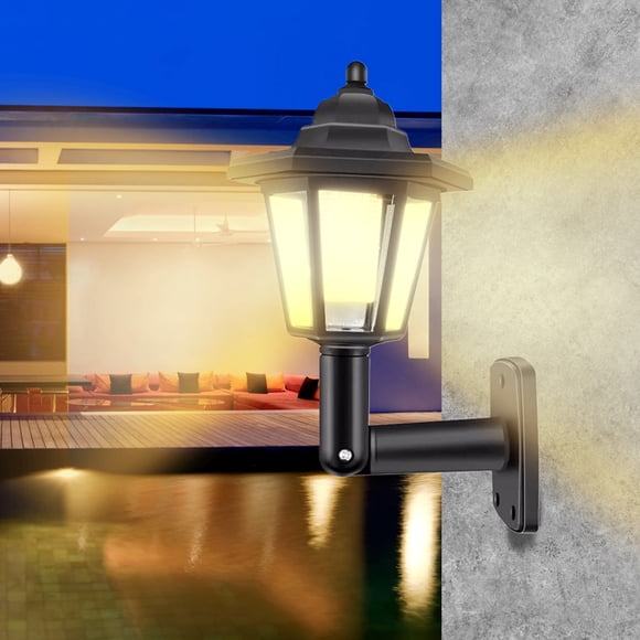 Meitianfacai Solar Sconce Lights Outdoor Garden Decorative, Solar Porch Hexagonal Lamp, Waterproof Solar Wall Sconce Light Fixture for Garage Porch Yard