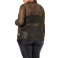 thumbnail image 3 of GRACE & GRANDEUR Plus Size Women's Cardigan Open Front Metallic Sheer Shrug Long Sleeve Lightweight Cardigans Gold 4X, 3 of 5