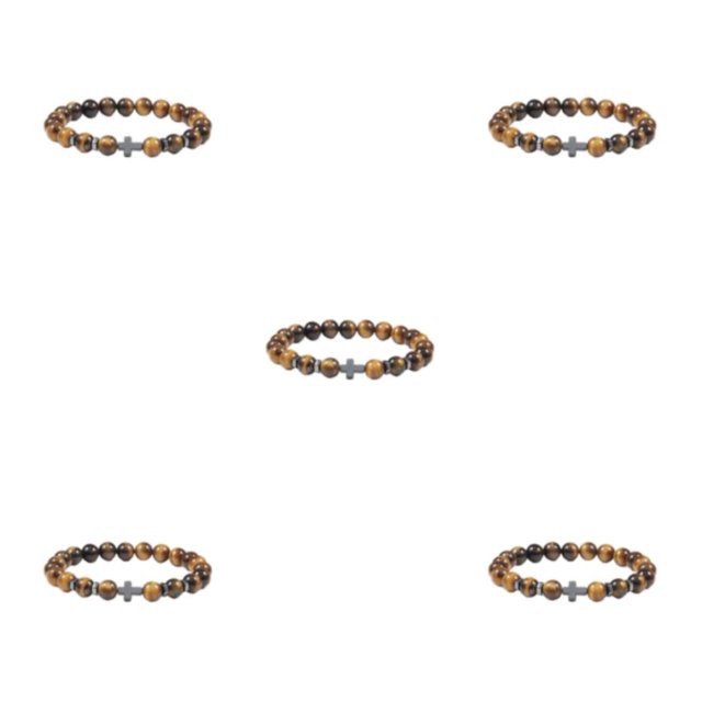 Redempat Fashionable And Comfortable To Wear Unisex Beaded Bracelets For Everyday Chic tiger eye stone 5Set