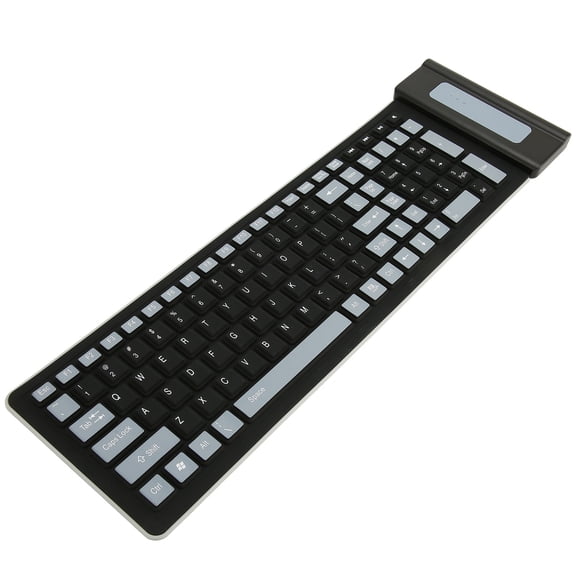 2.4G Wireless Silicone Keyboard, Foldable Silicone Rollup Keyboard, Water Proof Flexible Full Size 107 Keys with Number Pad, Portable Travel Silent