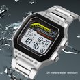 thumbnail image 3 of Outdoor Sports Digital Watch, Stainless Steel Strap LED Backlight, Dual Time Stopwatch Alarm Clock Countdown Timer, 50m Water Resistant, Smart Watch for Men Women Students, 3 of 7