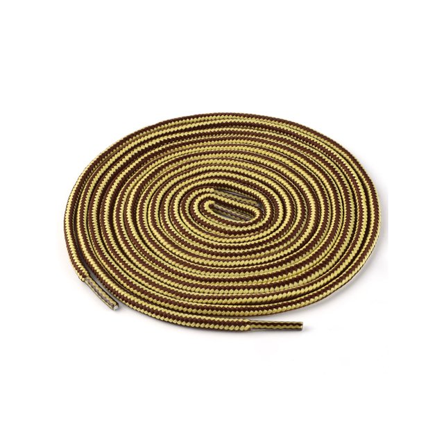 INSPIRE CHIC Unisex Round Rope Dual Colored Striped 1/5 Thick Boot Shoelace 70cm / 27.55" Yellow Black Brown