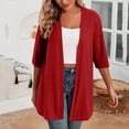 thumbnail image 2 of Timegard Cardigans for Women 1/2 Sleeve Open Front Lightweight Solid Color Casual Loose Jacket Tops, 2 of 7