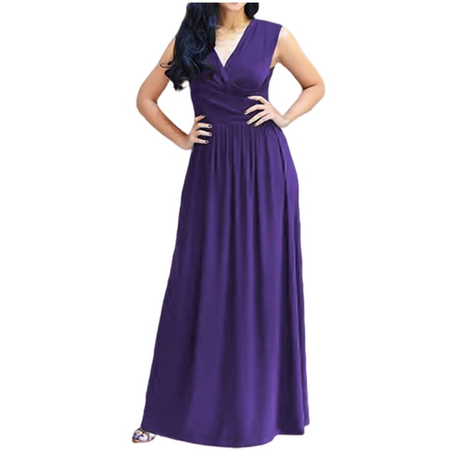 UPPADA Plus Size Wedding Guest Dress for Womens Short Sleeve Wedding Ball Prom Formal Dress Floor-Length Dress Cocktail Wedding Formal Wrap Dress Deal of The Day