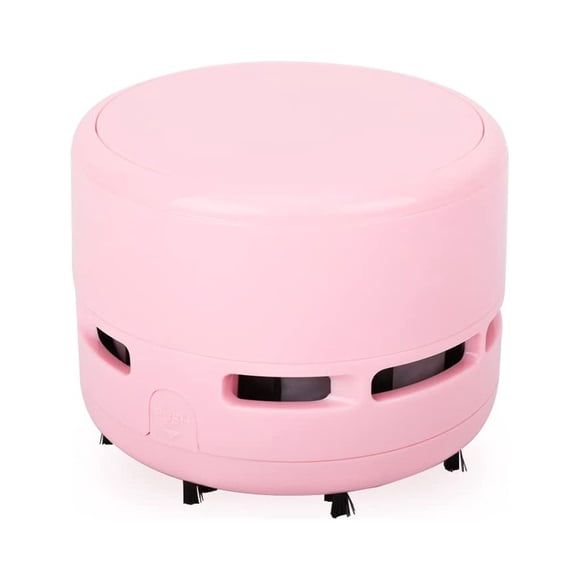 Portable 3V ABS Mini Vacuum Cleaner by TENWIN, Handheld Desktop & Car Cleaning Tool with Nylon Brush (4±0.8mm Height), 8x6cm Compact Size, Up to 10 Minutes Runtime, Pink Model TW8050