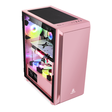 Segotep GANK 5 Boîtier d'Ordinateur de Jeu PC, Prise en Charge ATX Micro-ATX, MINI-ITX Boîtier Mi-Haut Port USB3.0, Boîtier Tour Mi-Haut ATX Seulement Rose