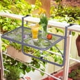 thumbnail image 2 of Outsunny Table de Balcon Réglable à Suspendre sur Rambarde, Mini Bureau Mural à Montage Métallique, Support de Fleurs Extérieur Table de Service, Gris, 1 Unité, 2 of 10