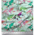 thumbnail image 1 of Soimoi Green Rayon Fabric Stamp & World Map Print Fabric by the Yard 56 Inch Wide, 1 of 5