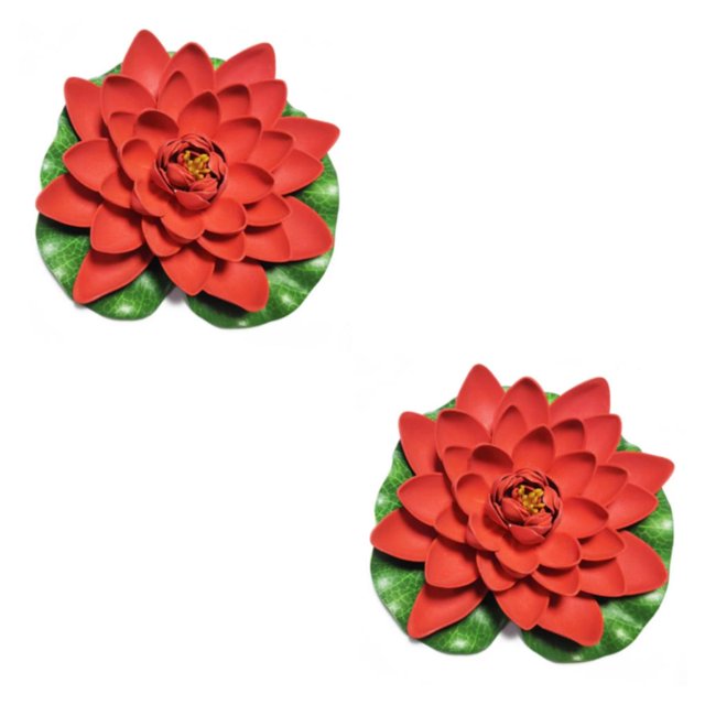 QualitChoice Artificial Lotus Replacement Simulation Outdoor Garden Park Pond Pool Photography Fake Water Flower Decor Red 2PCS