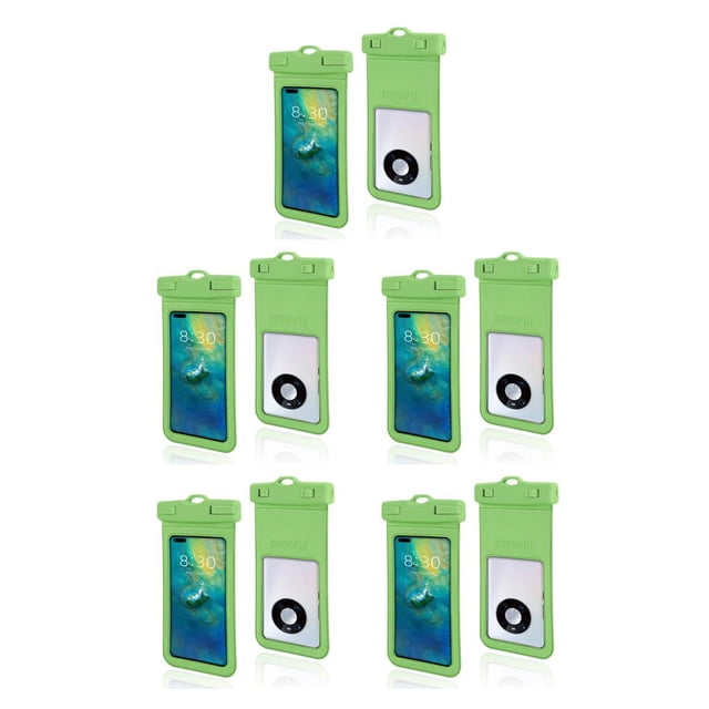 Decodeary Waterproof Phone Pouch Dry Bag with Lanyard Reusable Protective Case Green 5Set