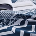 thumbnail image 3 of 3 Pcs Queen Boho Duvet Cover, Soft Mircrofiber White Geometric Pattern Printed on Blue Bohemian Comforter Cover Bedding Set, 3 of 5