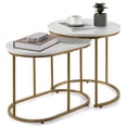 thumbnail image 1 of Costway Ensemble Moderne de 2 Tables Basses Gigognes en Marbre Ensemble de Tables d'Appoint pour Salon, 1 of 10