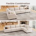 thumbnail image 2 of HONBAY Oversized Modular Sectional Couch L-Shaped Corner Sofa Corduroy for Living Room, Beige, 2 of 8