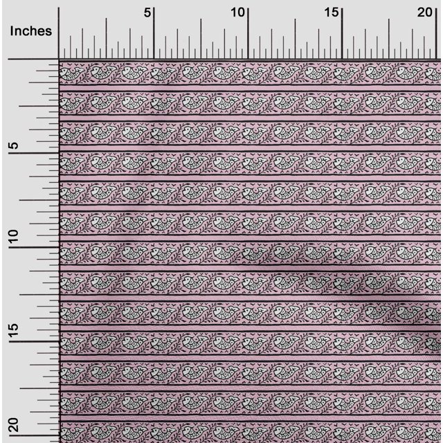 oneOone Cotton Poplin Fabric Fish Block Printed Craft Fabric BTY 56 Inch Wide