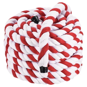Unique Bargains Tug of War Rope 1 Inch x 50 Feet Natural Thick Cotton Rope Twisted Cotton Rope, Red White