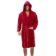 thumbnail image 1 of Innerwin Bath Robes Hoodie Men's Wrap Robe Winter Long Sleeve Soft Dressing Gown Red XL, 1 of 3