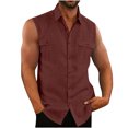 thumbnail image 1 of Cameland Débardeur Sport Sans Manches pour Homme, Mode Décontractée, Uni, Col Rabattu, Double Poche, 1 of 7