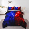 thumbnail image 2 of Erosebridal Galaxy Lightsaber Bedding Queen Comforter Set, Modern Rectangle Down Comforter, Futuristic Decor, Reversible 3pcs, 2 of 8