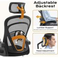 thumbnail image 3 of Ergonomic High-Back Mesh Office Chair – Adjustable Lumbar Support, Reverse-Up Armrests, Removable Headrest, Wide Seat, 300lbs Capacity, Swivel Rocking Desk Chair, Black Frame | Black Web, 3 of 7