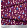 thumbnail image 3 of Soimoi Polyester Crepe Fabric Floral,Medal & Girl Cartoon Print Sewing Fabric Yard 42 Inch Wide, 3 of 3