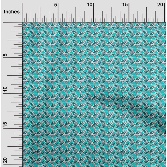 oneOone Polyester Lycra Dark Teal Green Fabric Triangle Geometric Sewing Craft Projects Fabric Prints By Yard 56 Inch Wide