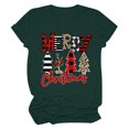 thumbnail image 1 of Haut de Sapin de Noël Femme Décontracté Col Rond Manches Courtes T-shirt Imprimé Sapin de Noël Haut, 1 of 6