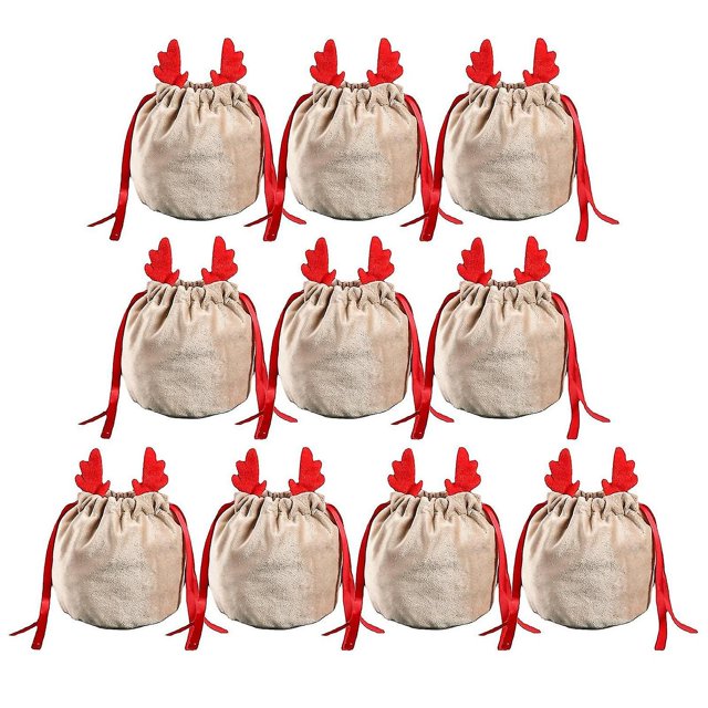 10 Pieces Christmas Cloth Gift Bags, Christmas Gift Bags Cloth Bags, Drawstring Christmas Gift Pouch